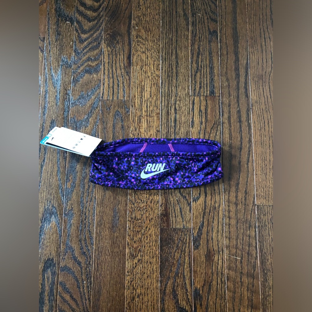 *NWT* Nike Women’s OSFM Dri-Fit Running Fleece Headband Purple Leopard Print - Picture 1 of 7